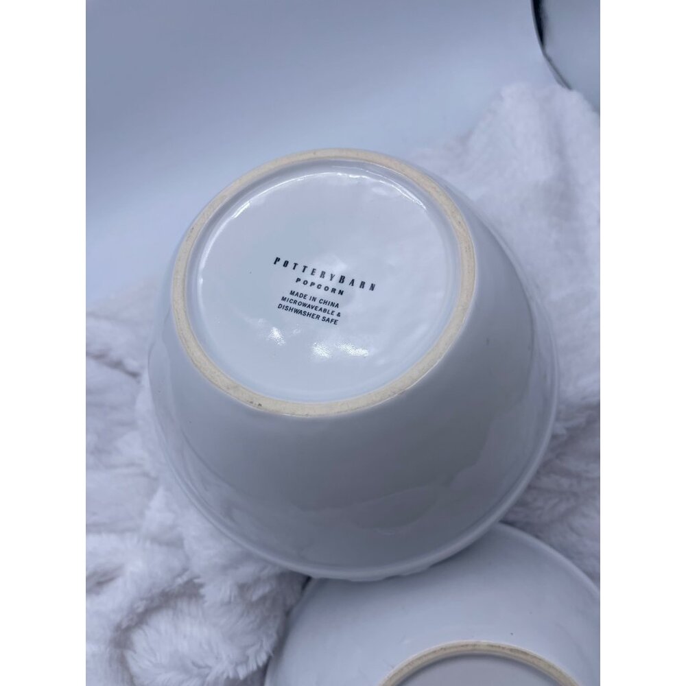 Vintage Pottery Barn White Popcorn Bowls Set of Two Discontinued - Picture 5 of 10